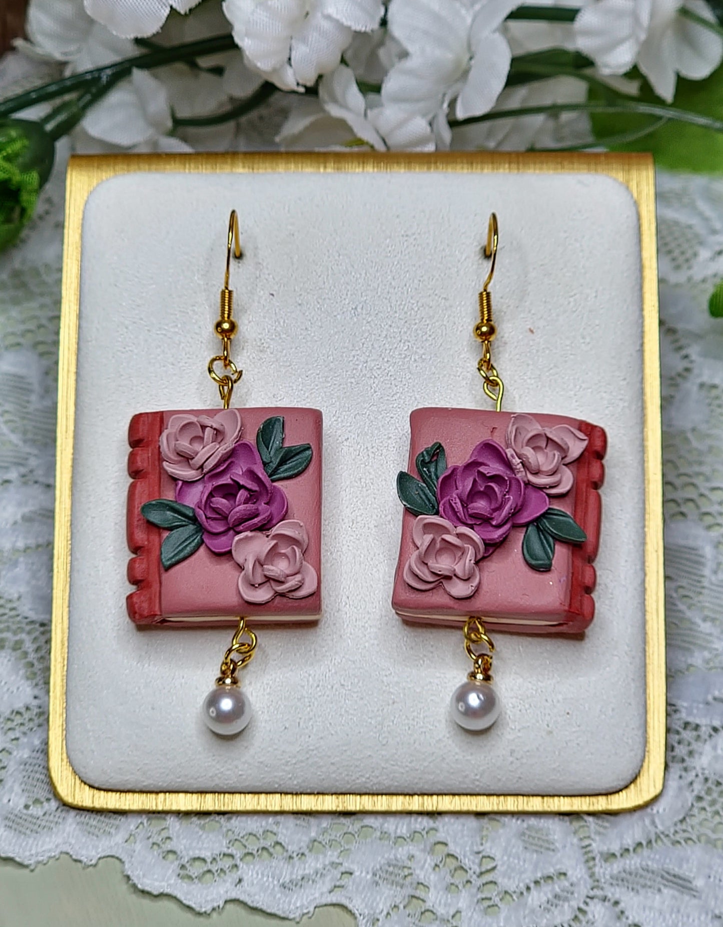 Book Dangle Earrings - C