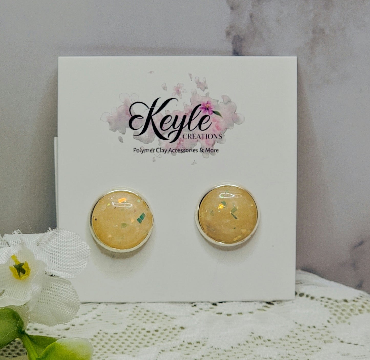 Faux Opal Stud Earrings