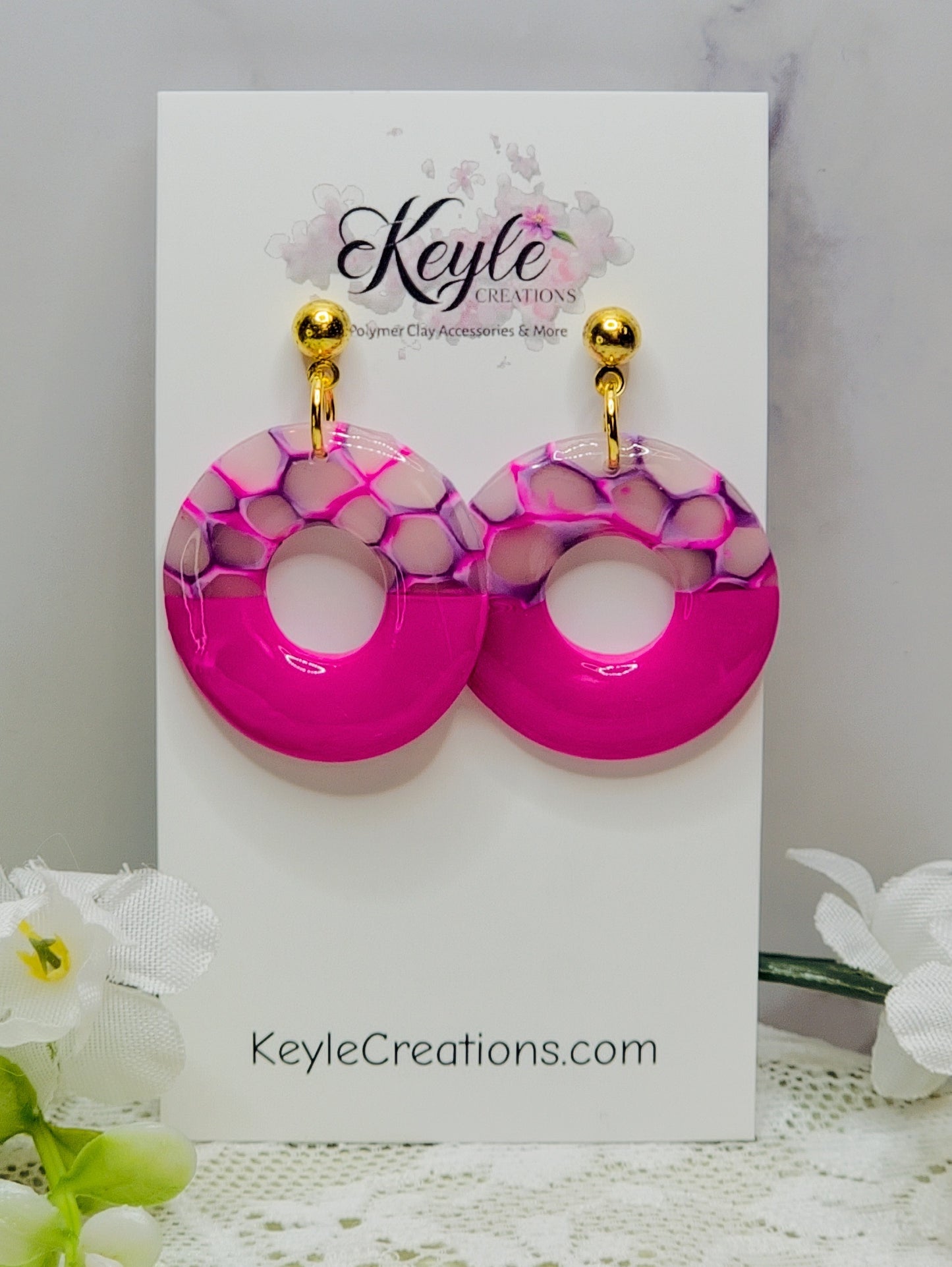 Bright Pink Dangle Earrings-B