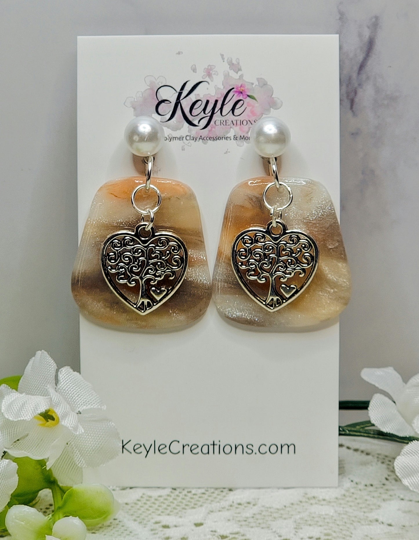 Faux Stone Marbled Dangle Earrings-C