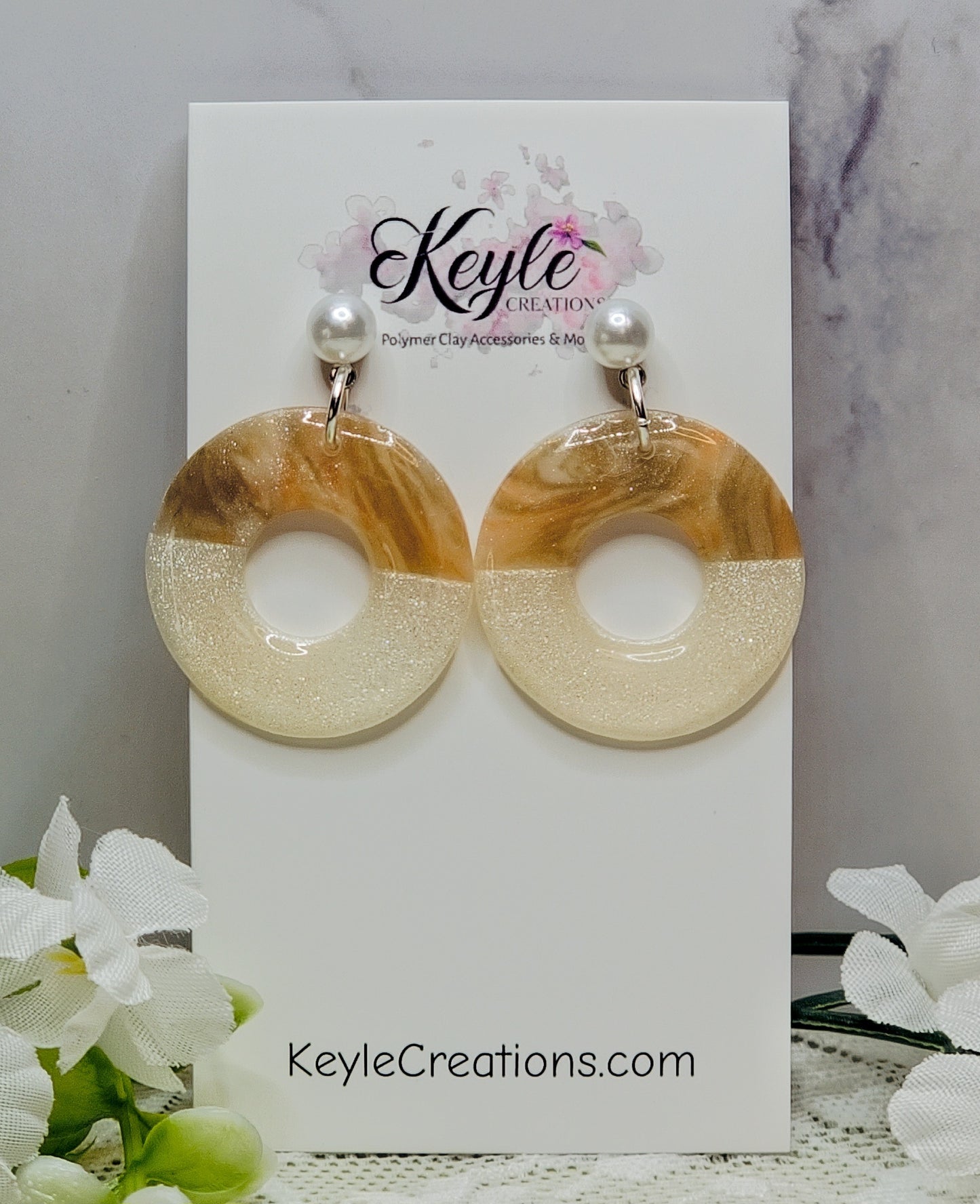 Faux Stone Marbled Dangle Earrings-E