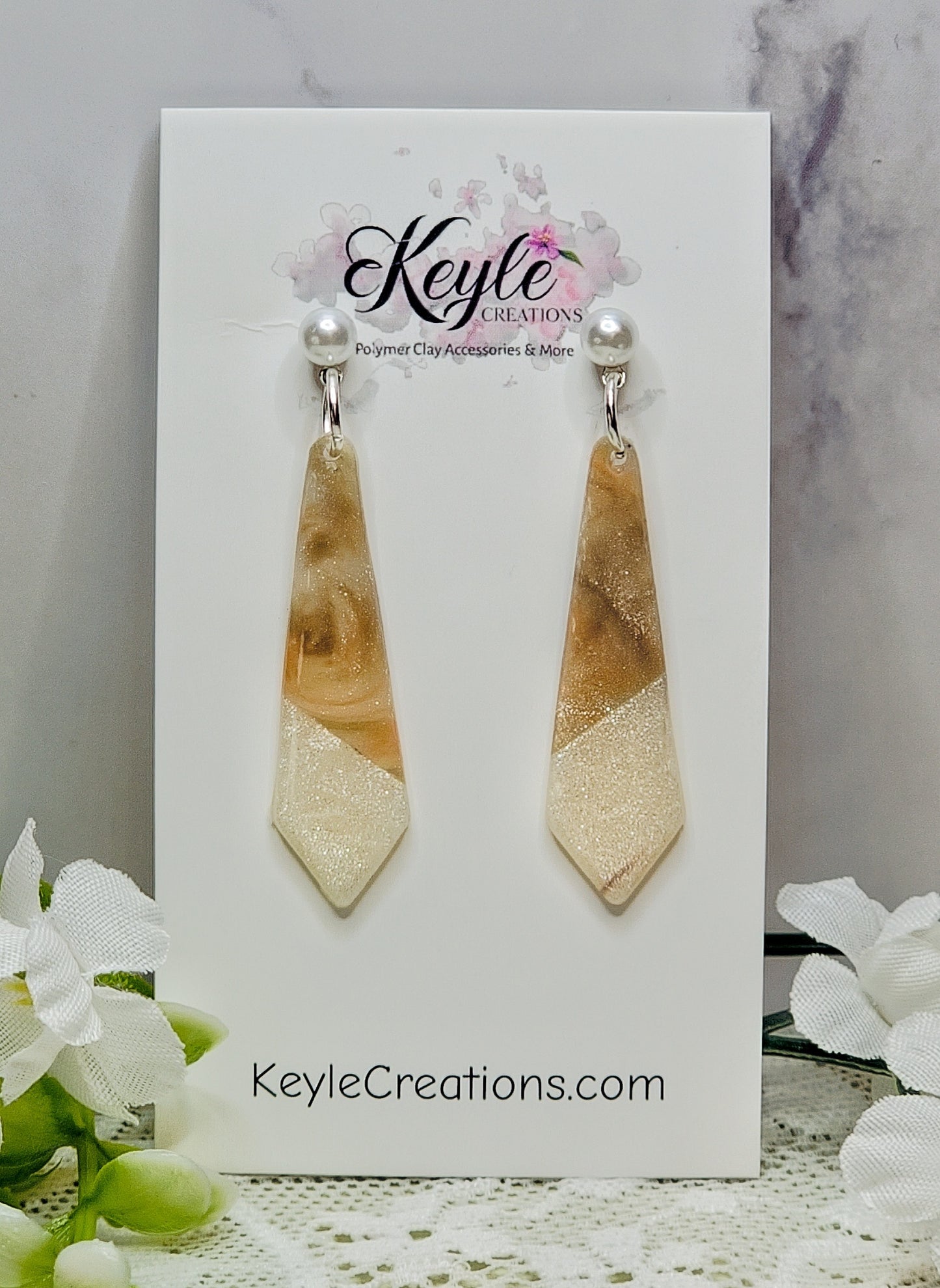 Faux Stone Marbled Dangle Earrings-F