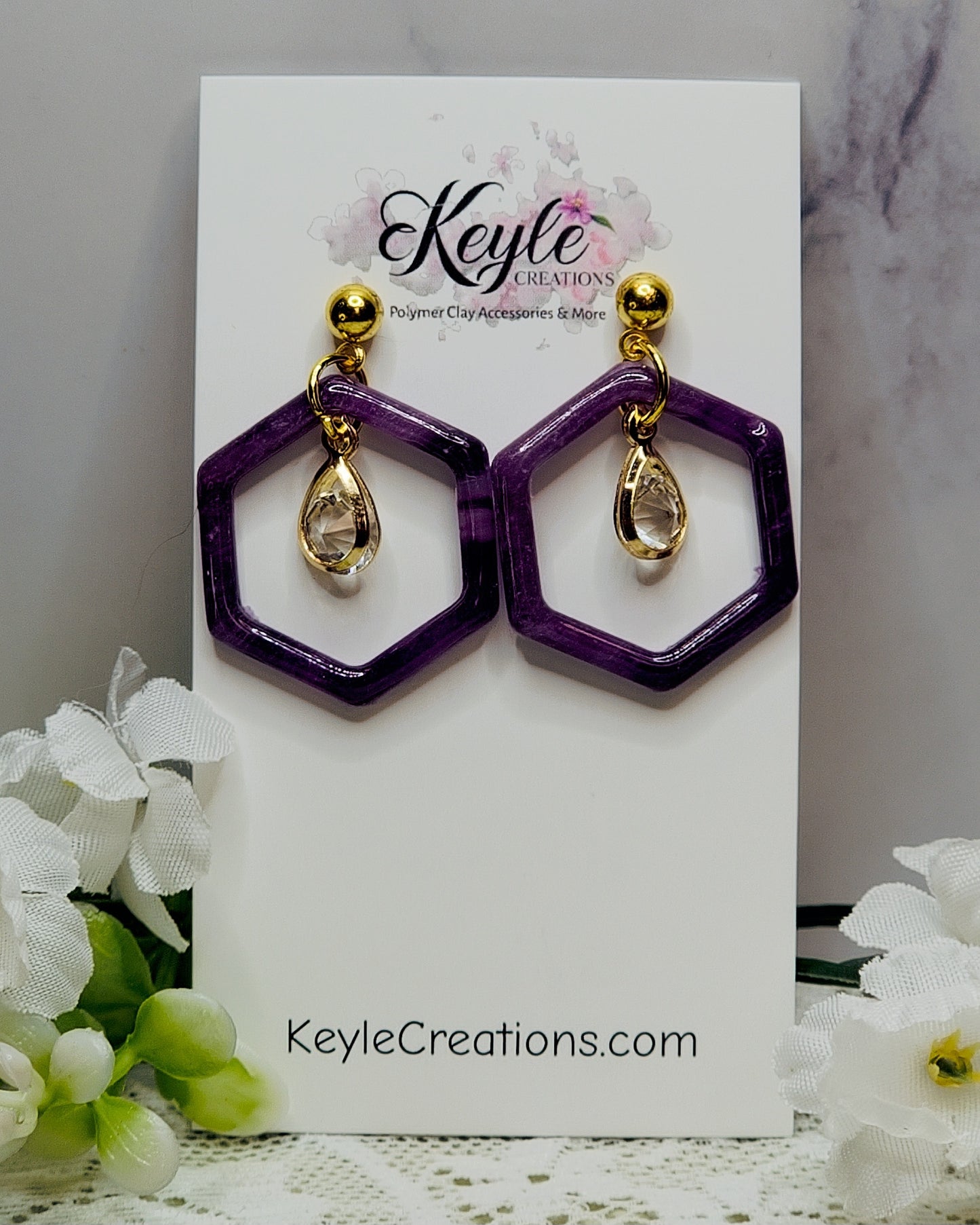 Muted Purple Marbled Dangle Earrings