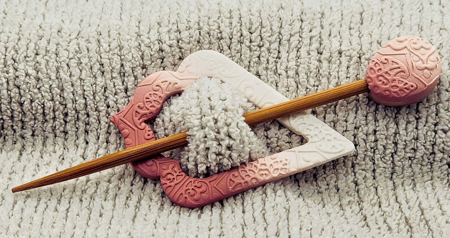 White to Terra Cotta Ombre Shawl Pin