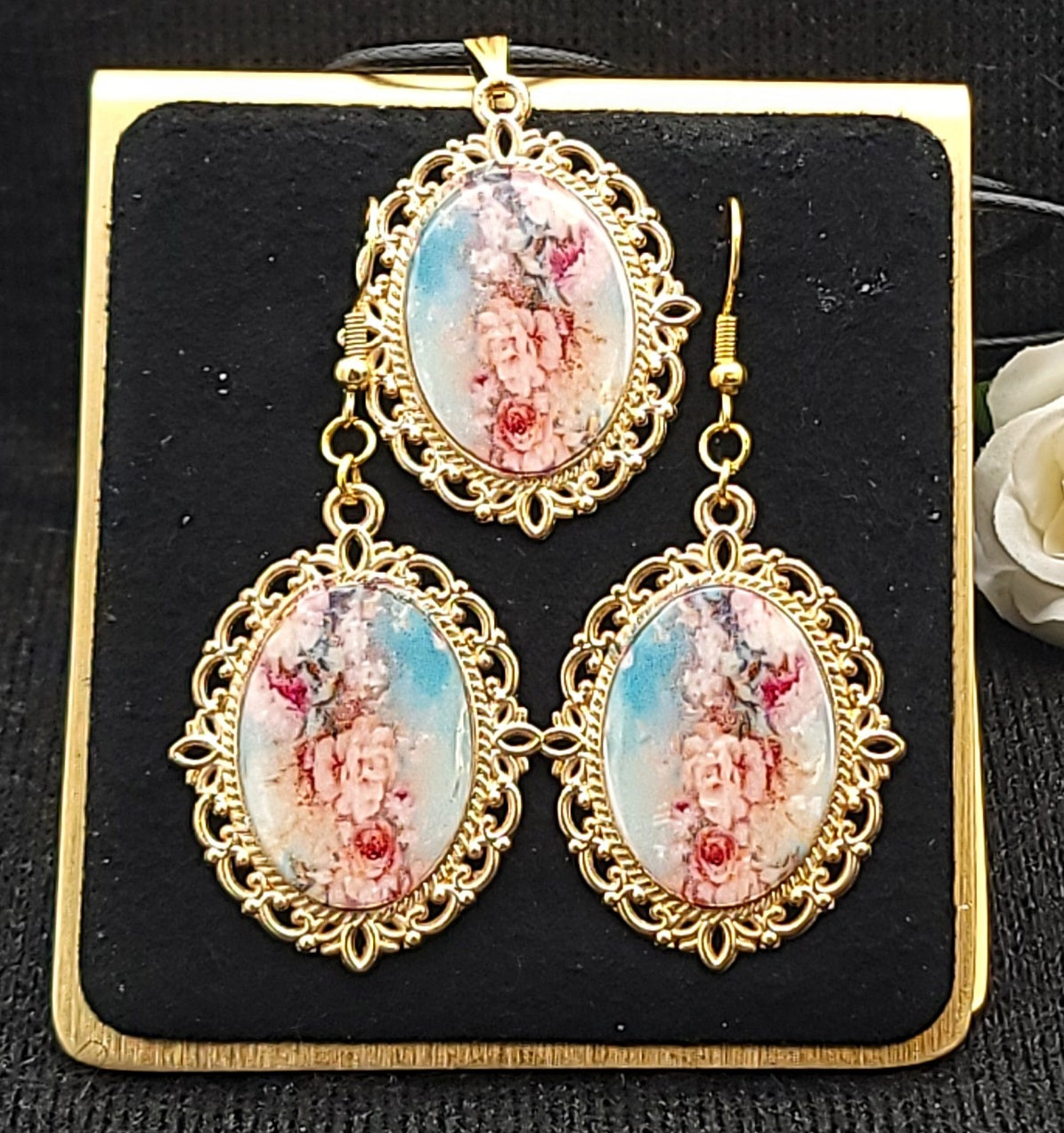 Vintage Rose Jewelry Set-Gold-B