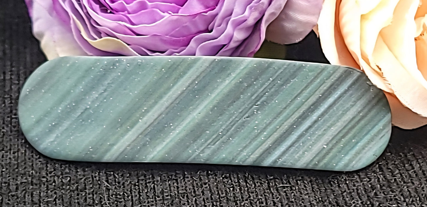 Green Stripe Barrette