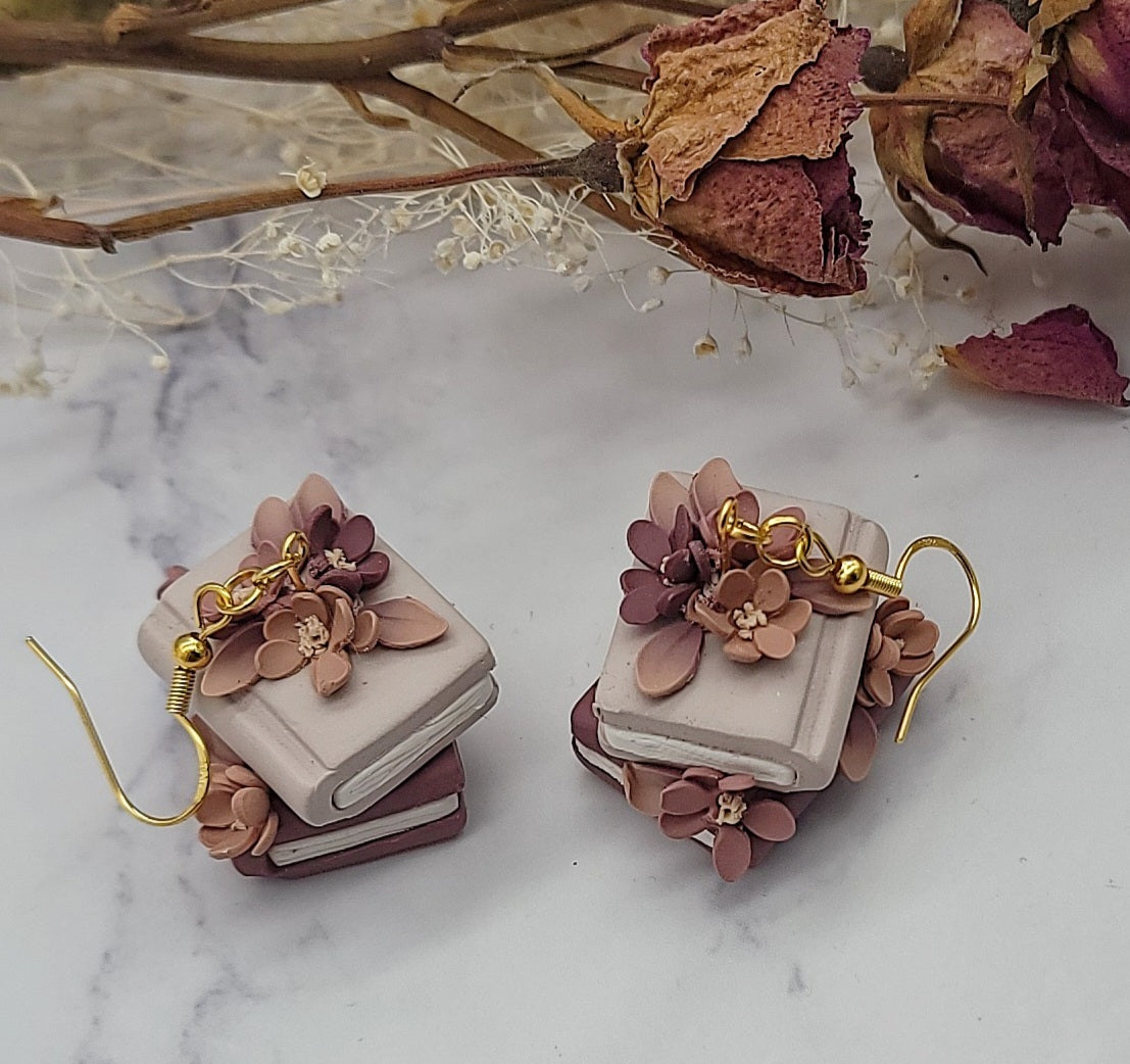 Stacked Books Dangle earrings -B