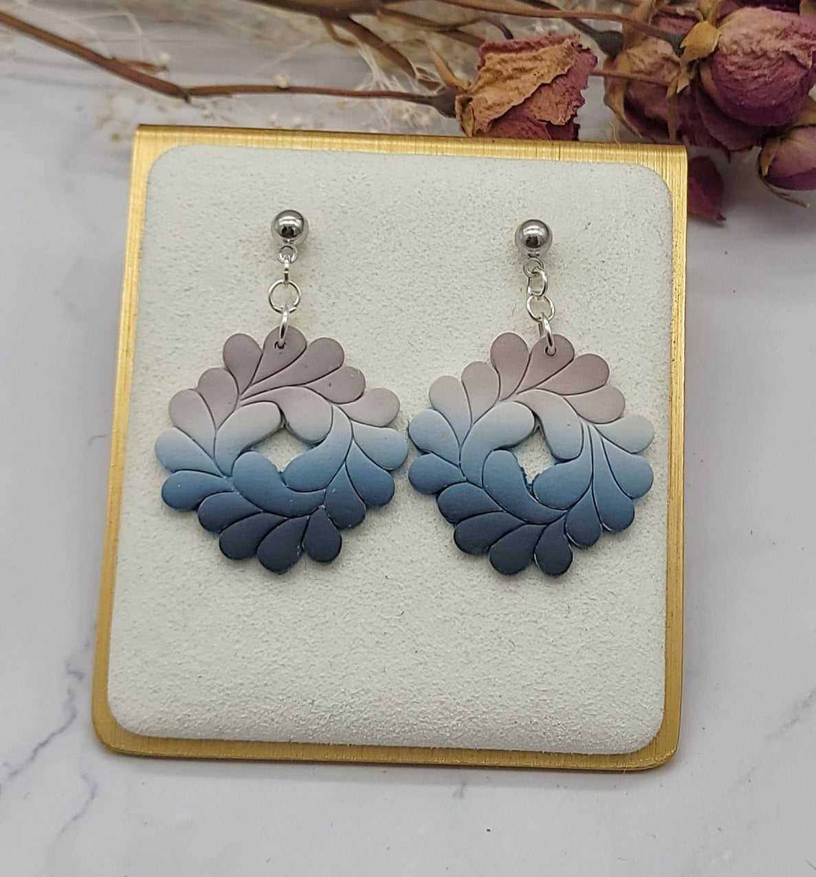 Blue & Pink ombre earrings -B