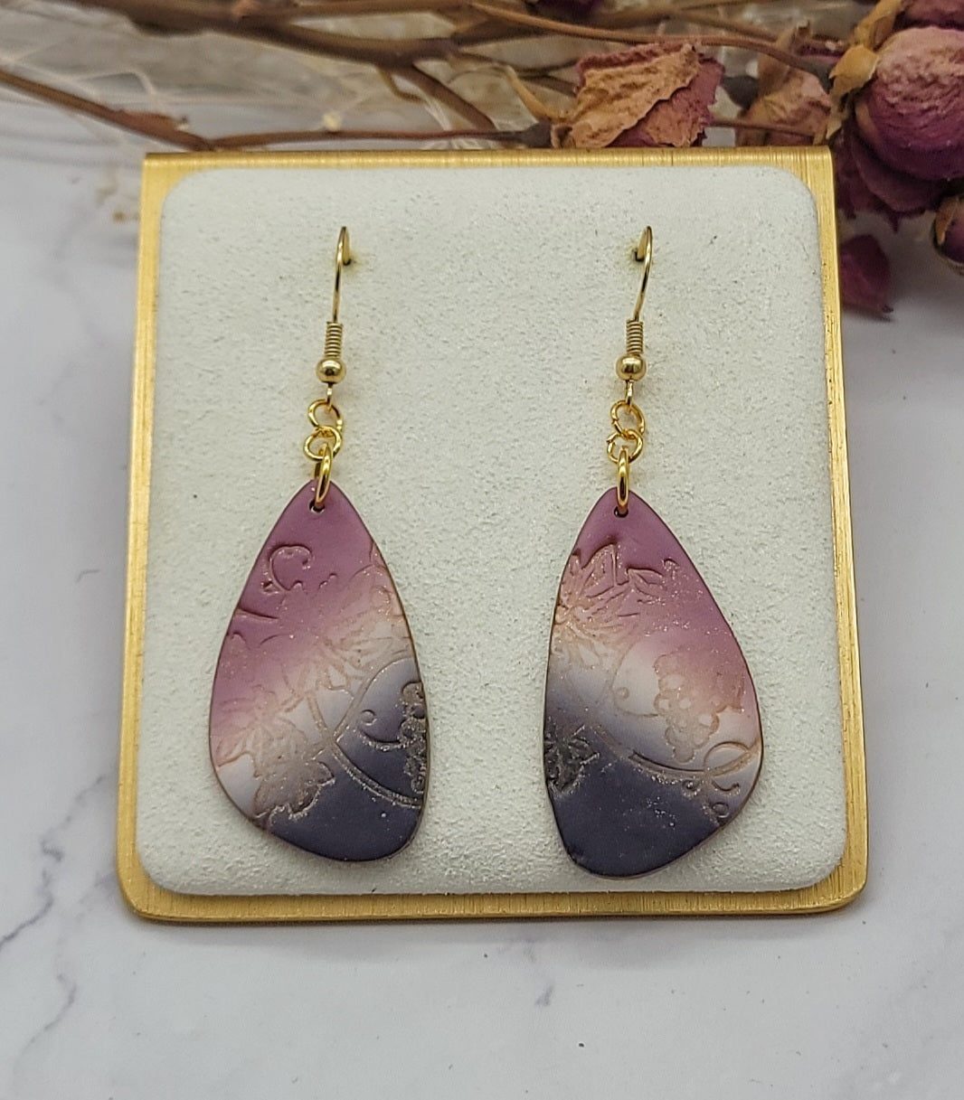 Pink & Purple ombre earrings-B