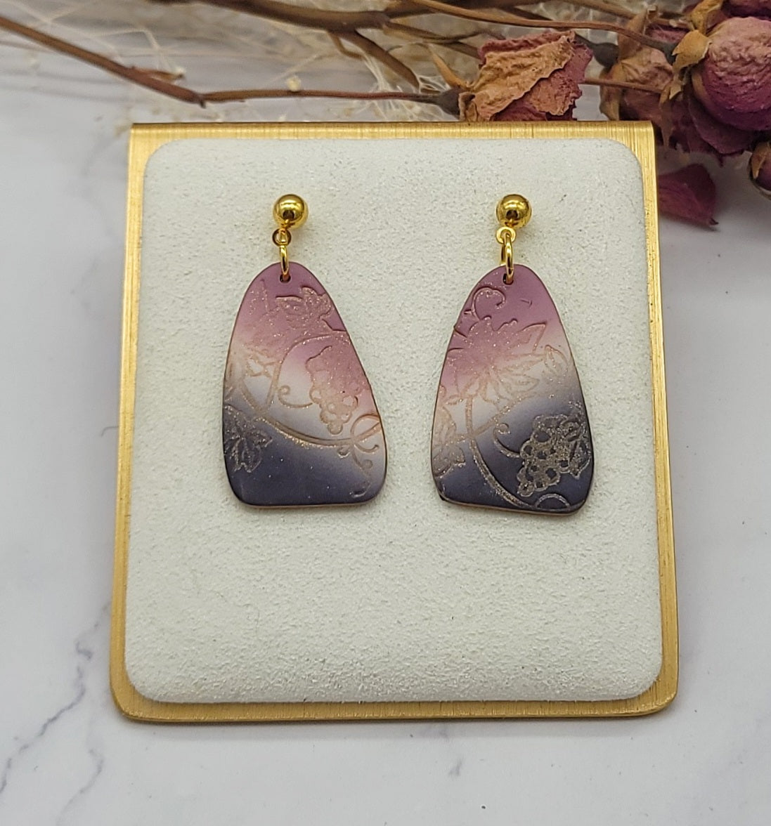 Pink & Purple ombre earrings-A