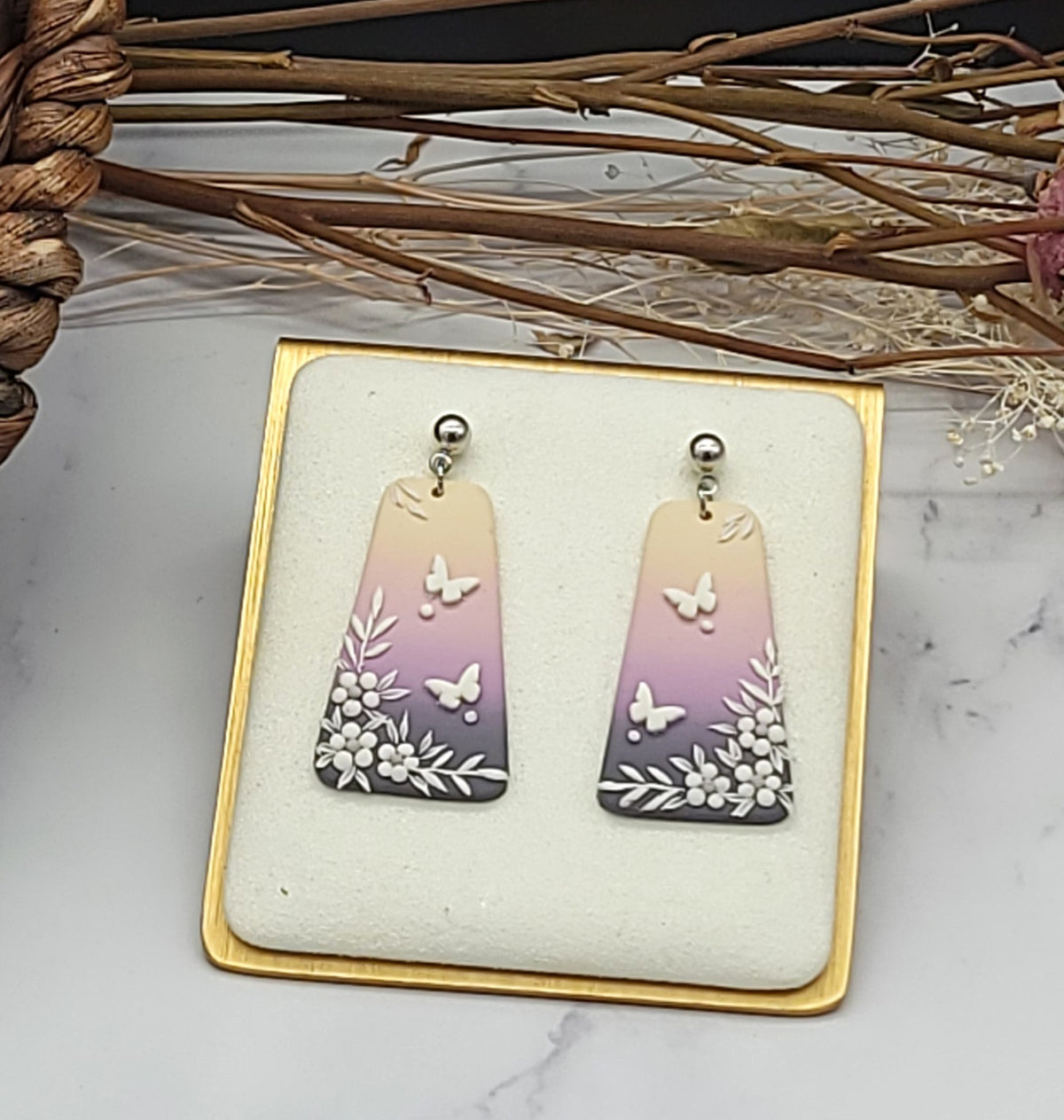 Butterfly garden earrings-C