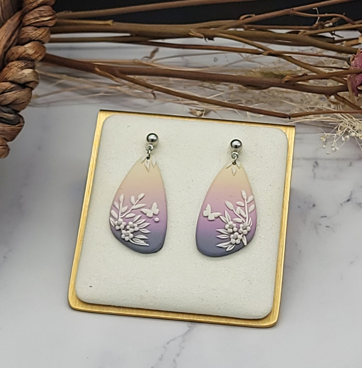 Butterfly garden earrings-D