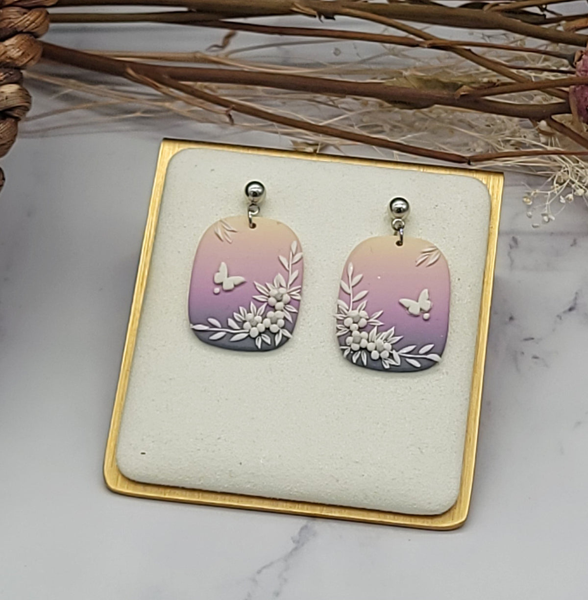 Butterfly garden earrings-F