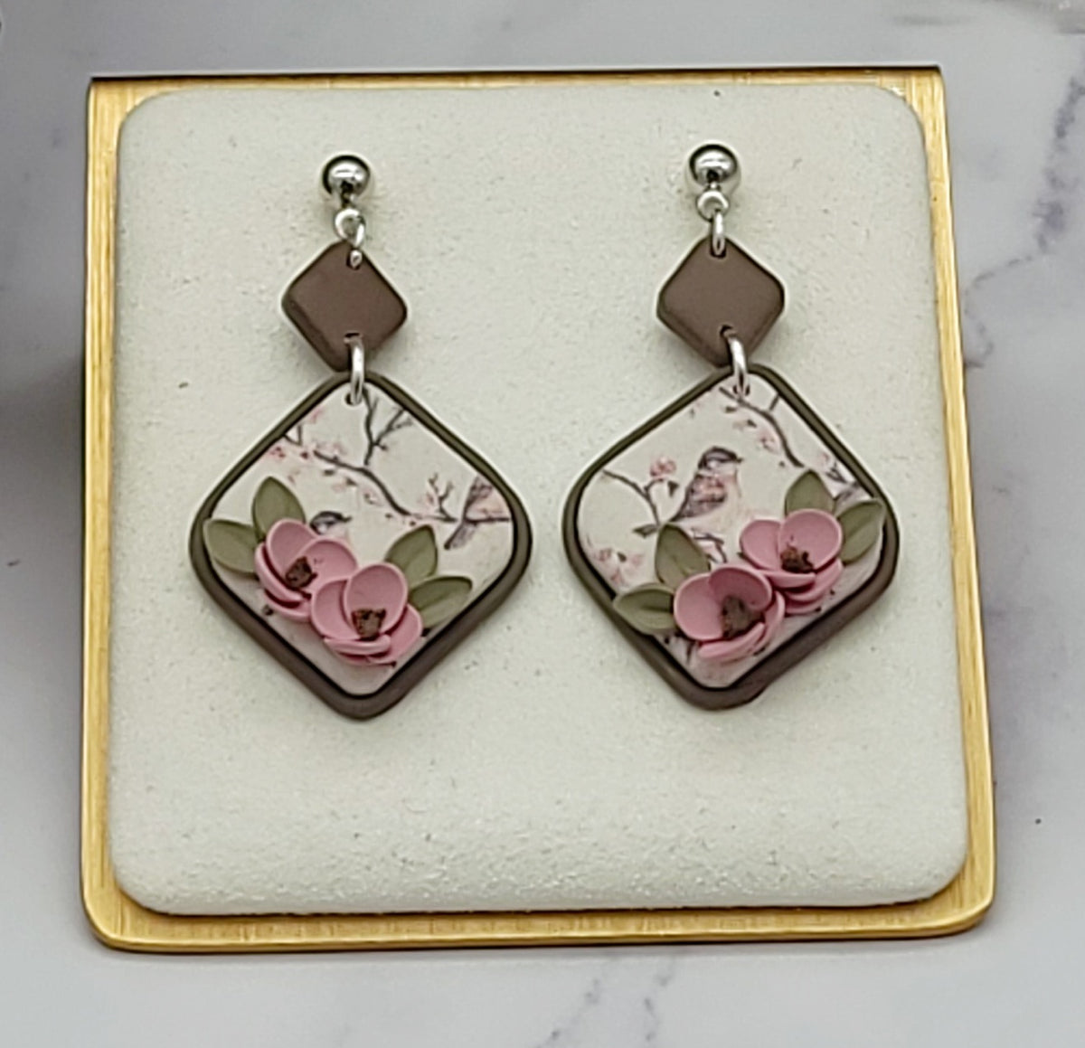Tiny Bird floral earrings-B
