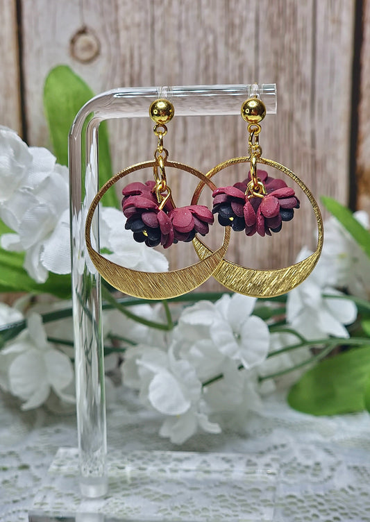 Gold | Red Floral Dangle Earrings