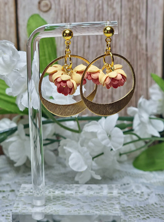 Gold | Orange Floral Dangle Earrings