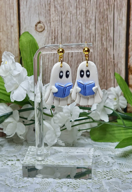 Reading Ghost Earrings - Hydrangea blue
