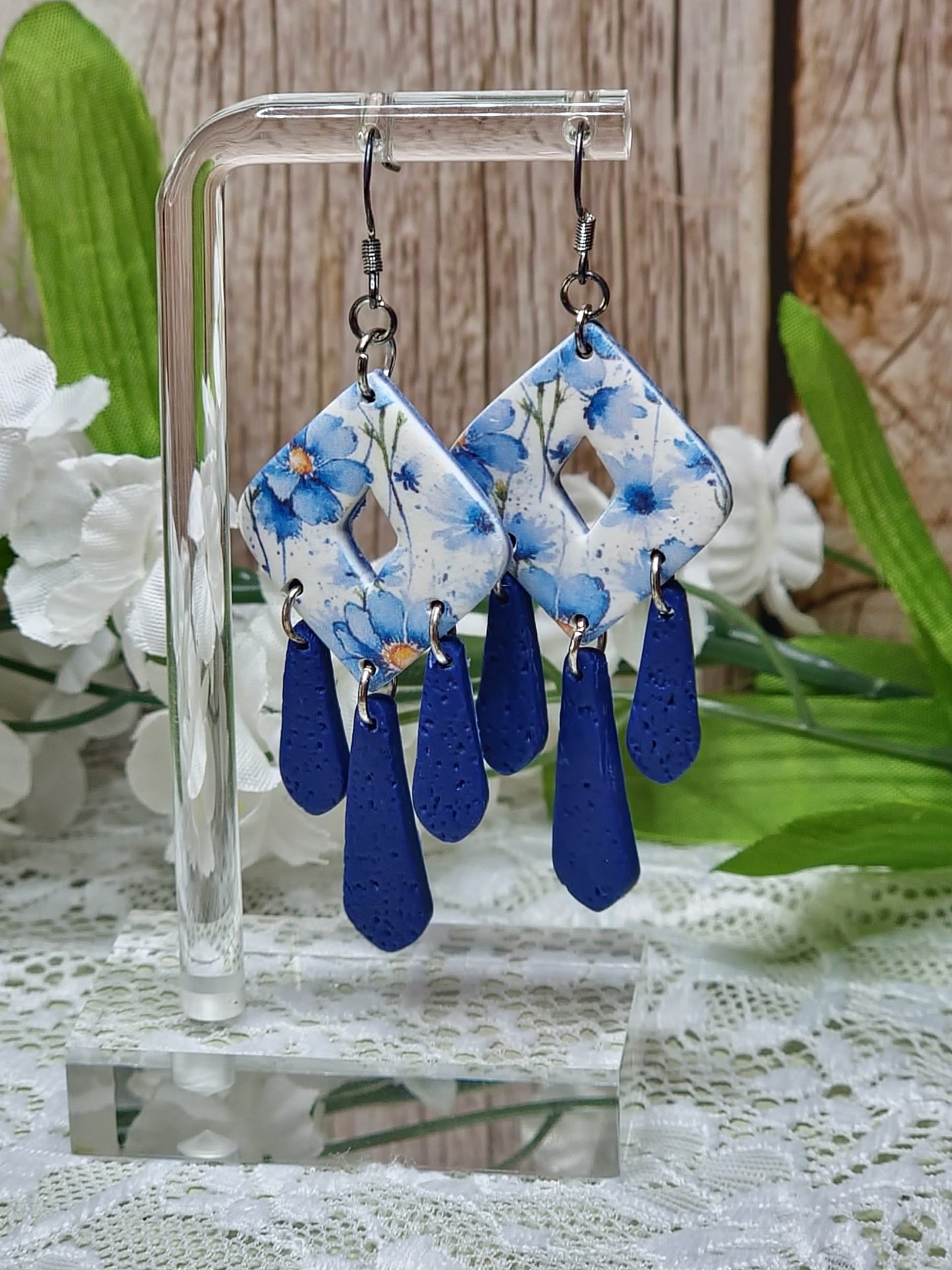 Blue Floral Dangle
