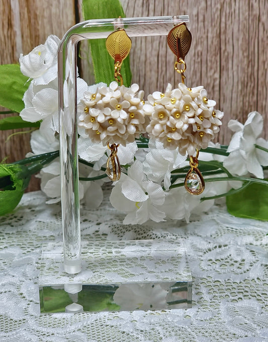 White Hydrangea Dangle earrings