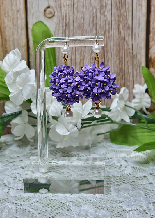 Purple Hydrangea Dangle earrings - C