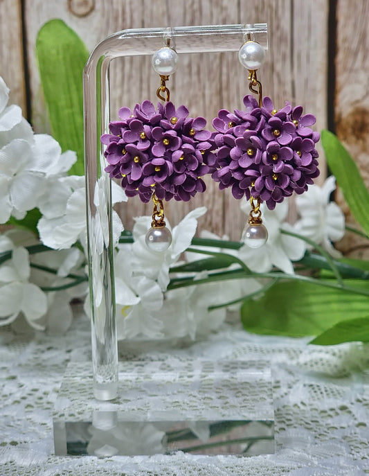 Purple Hydrangea Dangle earrings - A
