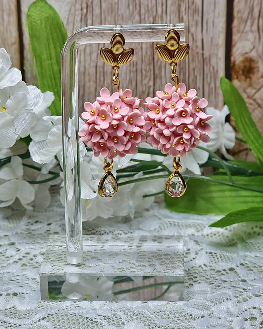 Pink Hydrangea Dangle earrings