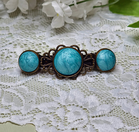 Faux Vintage Teal Barrette