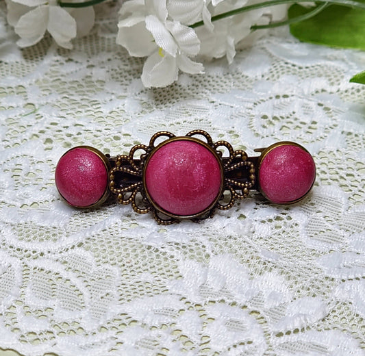 Faux Vintage Reddish Pink Barrette