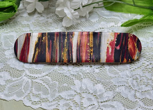 Red and Gold Marble Barrette
