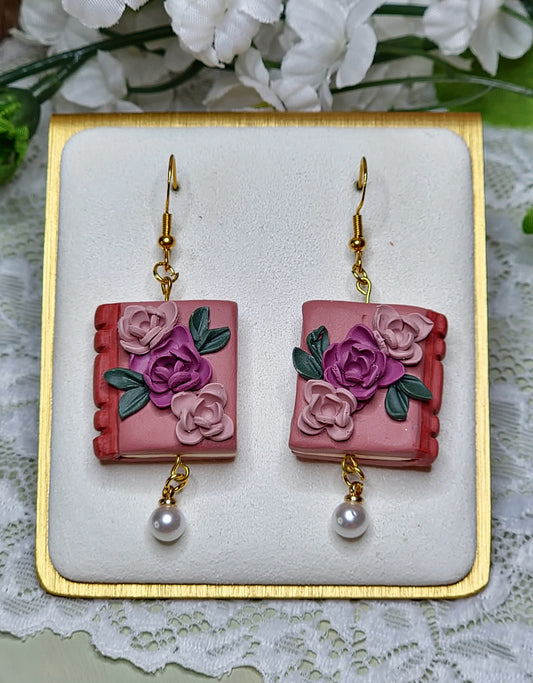 Book Dangle Earrings - C