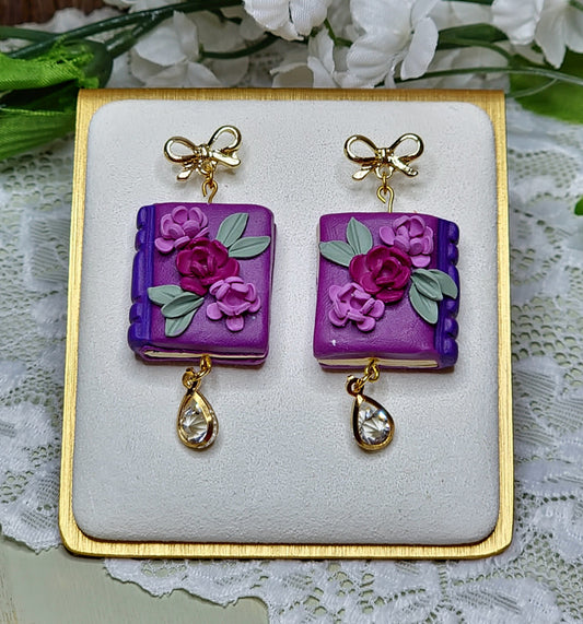 Book Dangle Earrings - A
