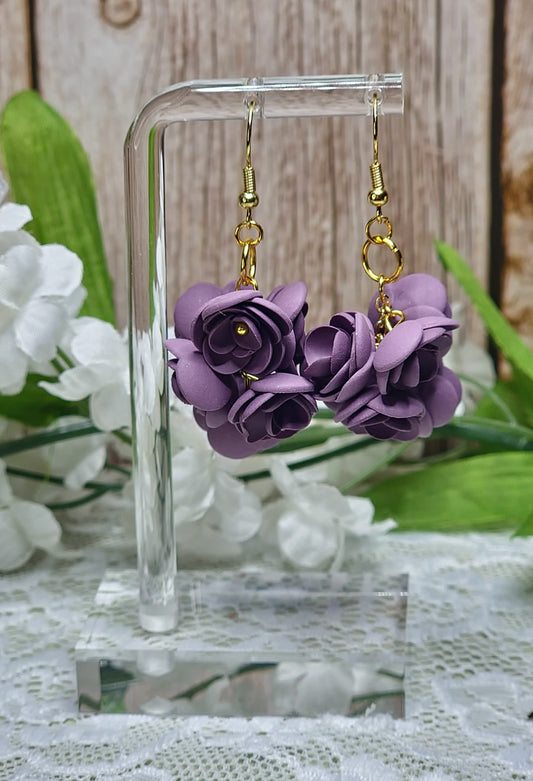 Purple flowers Dangle earrings