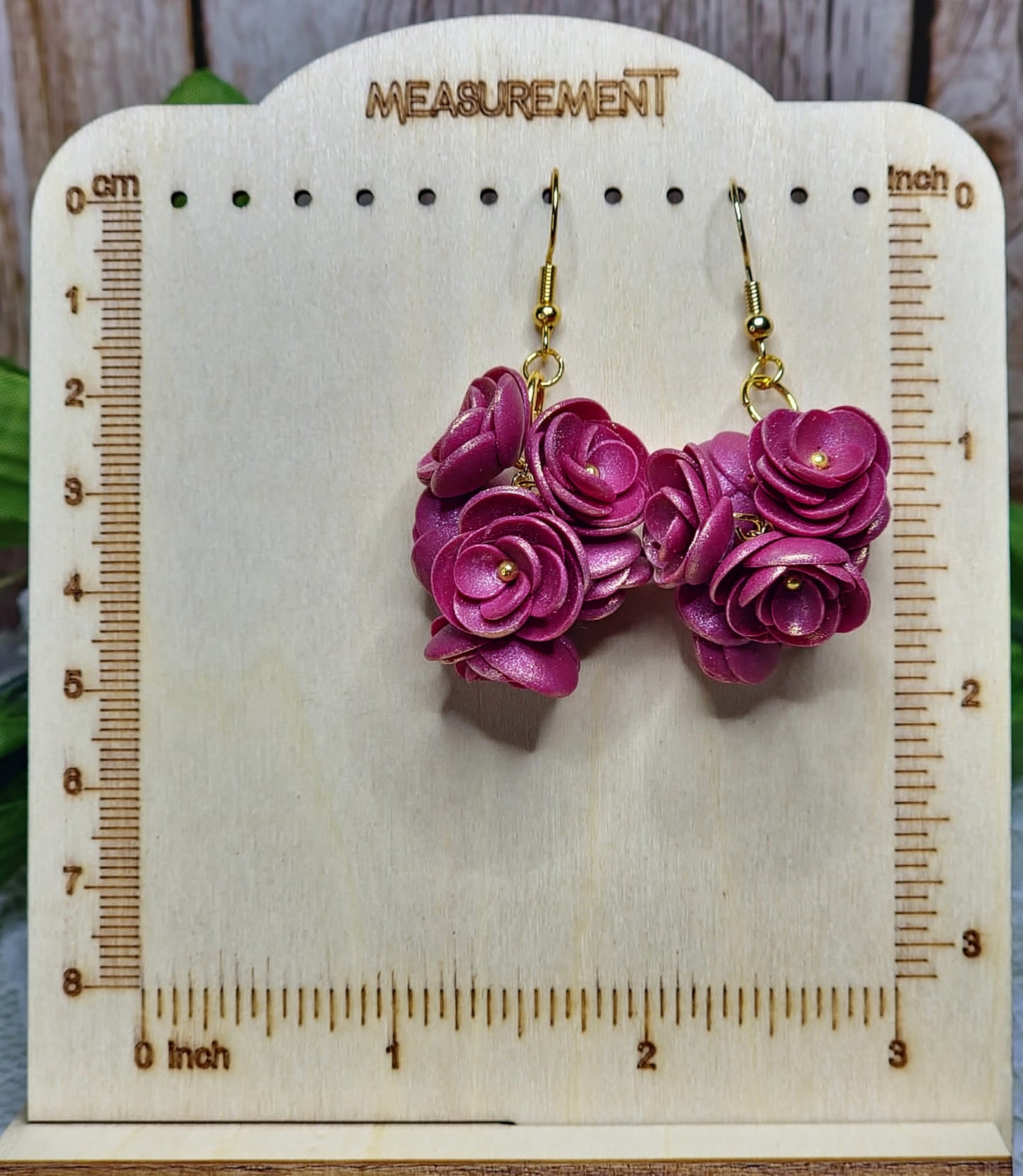 Burgundy flowers Dangle earrings