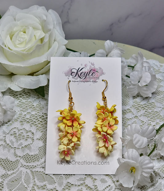 Yellow Cluster Dangle earrings | Gold