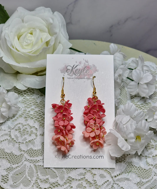Peach Ombre Cluster Dangle earrings