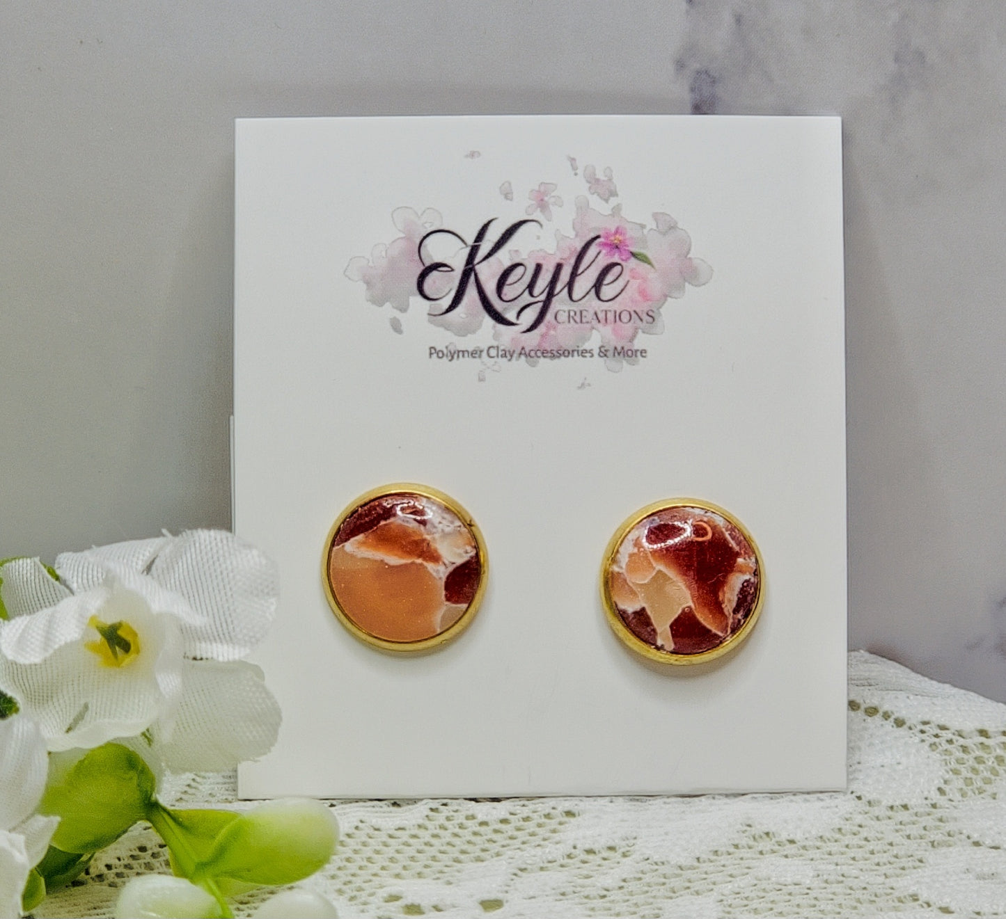 Faux Stone Marbled Stud Earrings