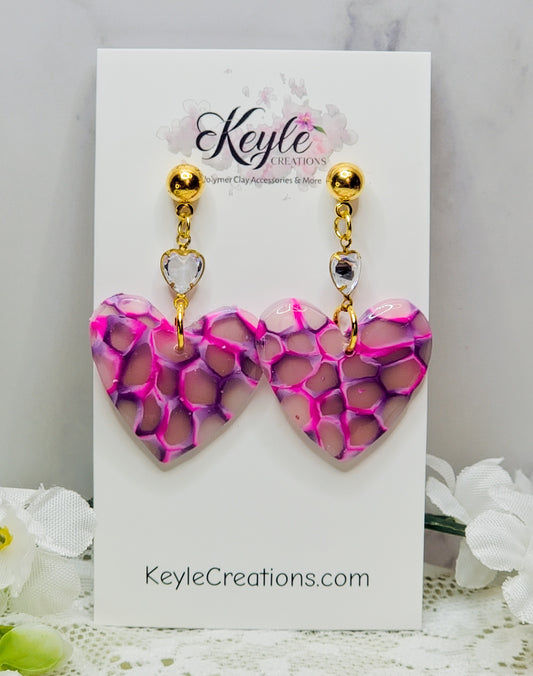 Bright Pink Dangle Earrings-C