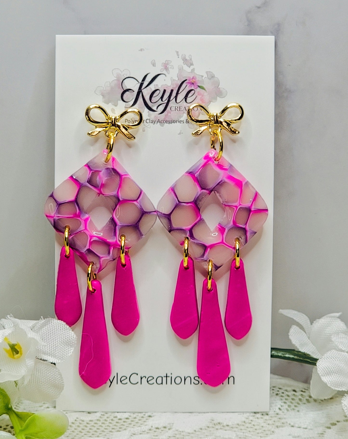 Bright Pink Dangle Earrings-A