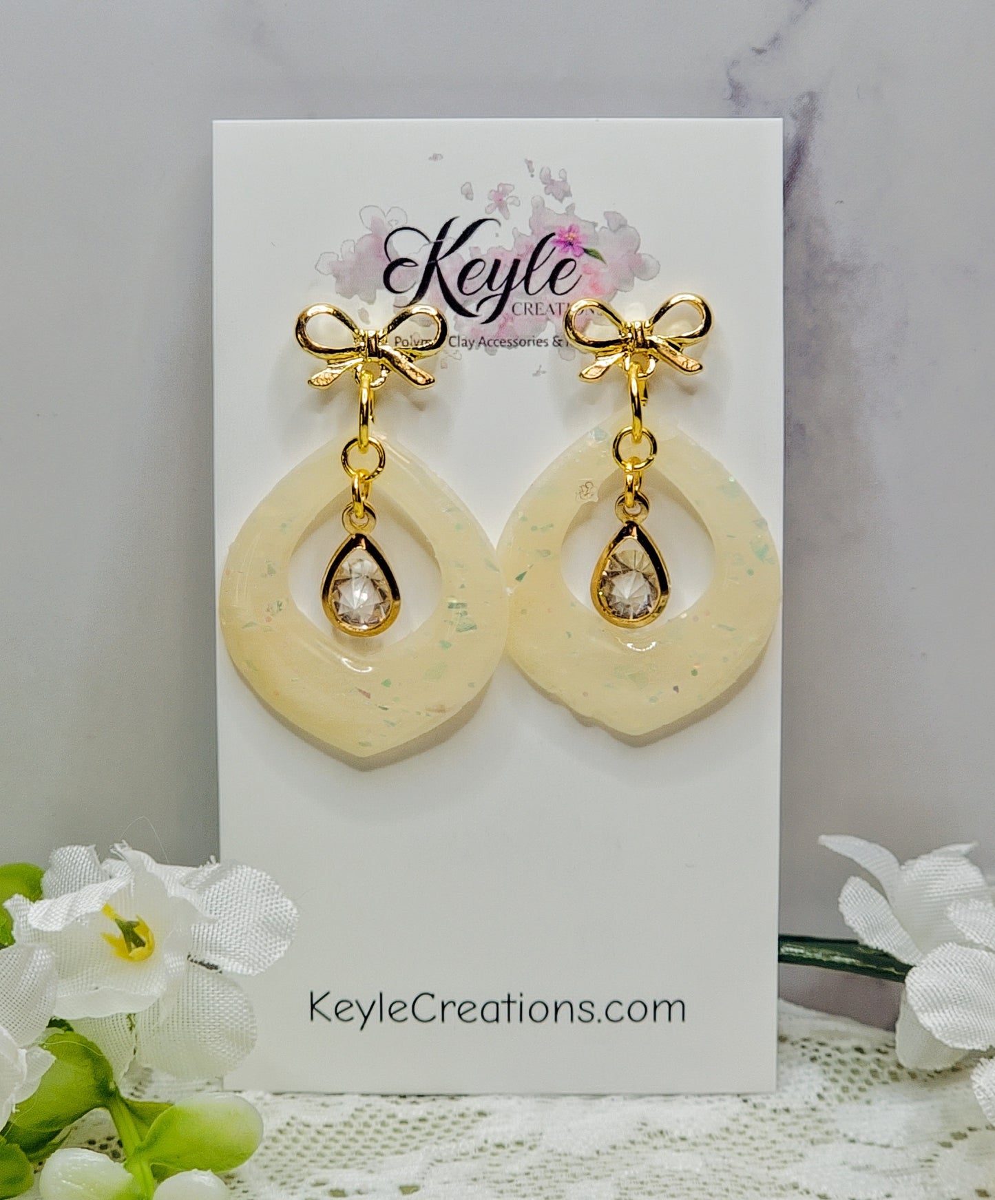 Faux Opal Dangle Earrings-A