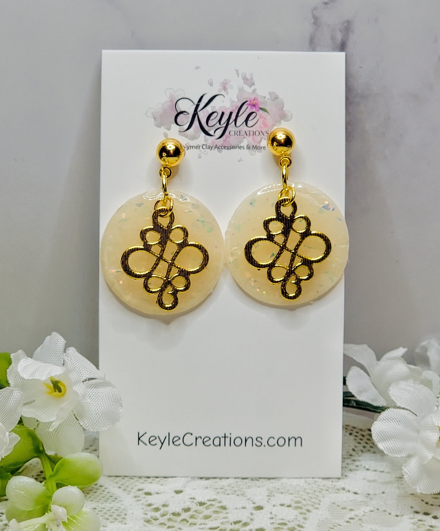 Faux Opal Dangle Earrings-G