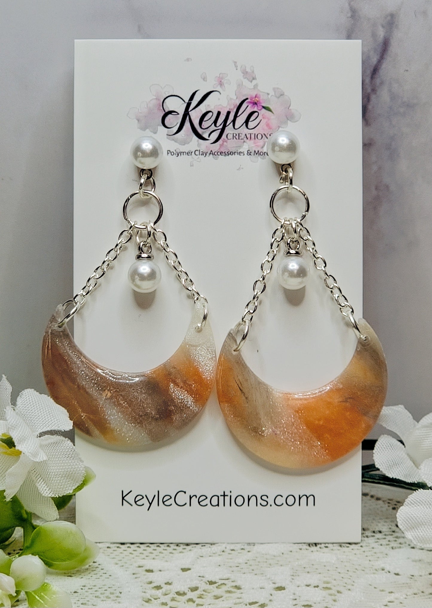 Faux Stone Marbled Dangle Earrings-D