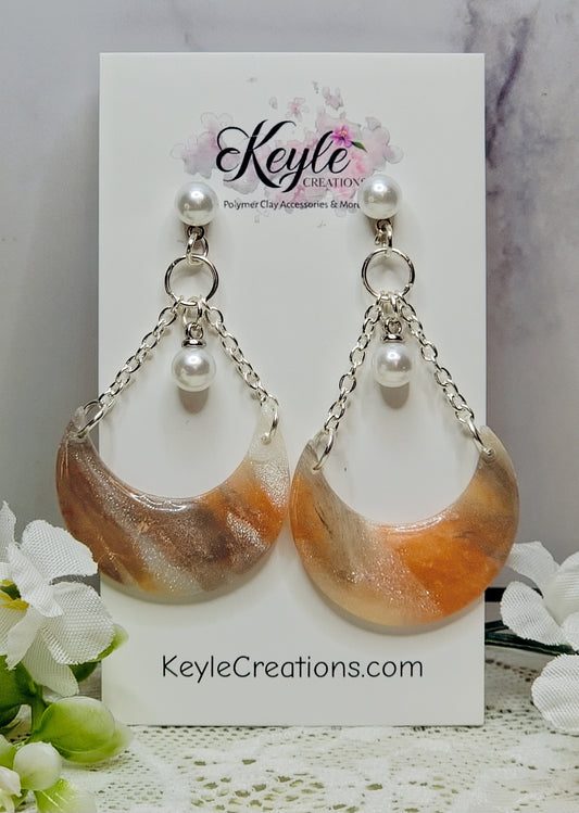 Faux Stone Marbled Dangle Earrings-D
