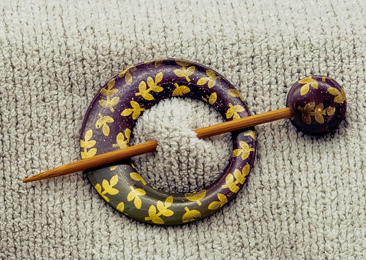 Gold Leaf Shawl Pin-A