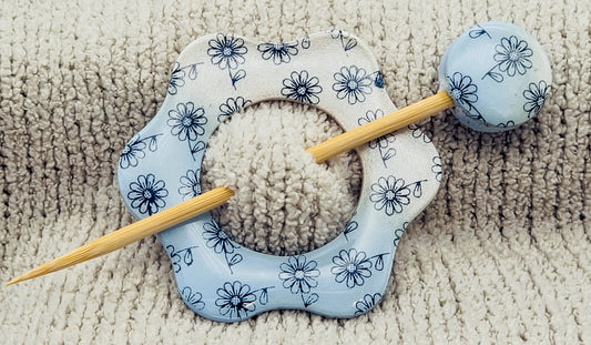 Blue Floral Ombre Shawl Pin