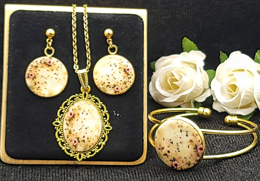 Yellow Floral Jewelry Set-Gold