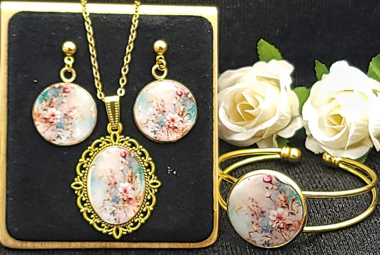 Vintage Rose Jewelry Set-Gold