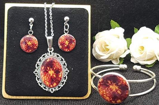 Red Gold Jewelry Set-Silver