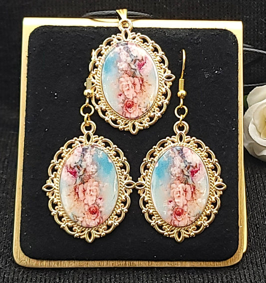 Vintage Rose Jewelry Set-Gold-B