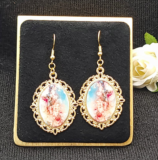 Vintage Rose Dangle Earrings