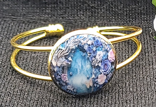Blue Floral Fairyland Bracelet-Gold